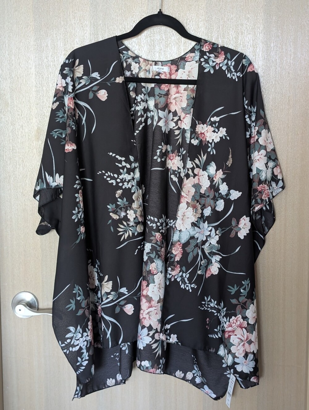 Ardene Black Floral Kimono Inspired Cover-Up